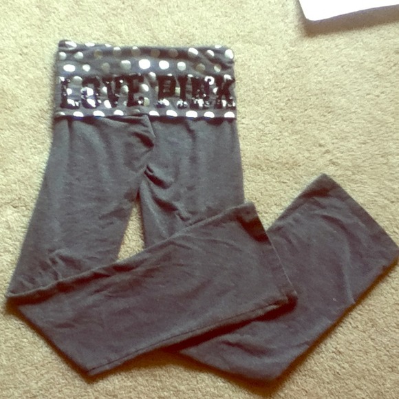 Grey "love pink" yoga pants
