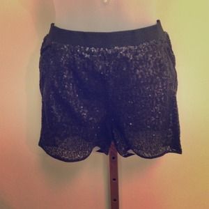 Black sequin shorts