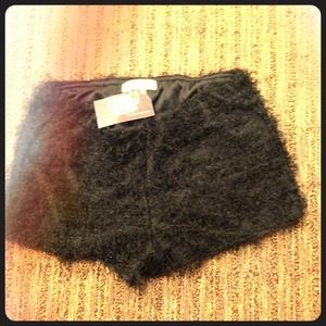 Black furry shorts