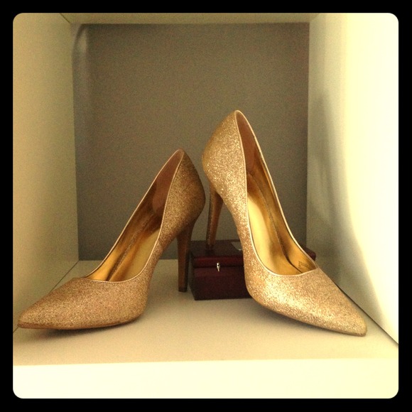 Holiday Sale!  INC Gold Glitter Pumps, Sz 8
