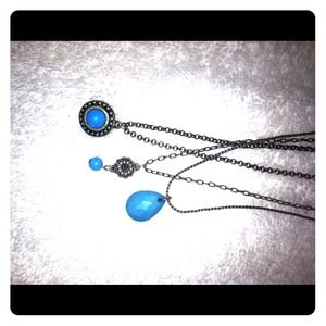 Turquoise beaded and metal necklace