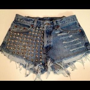 Studded Handmade High Waisted Shorts.