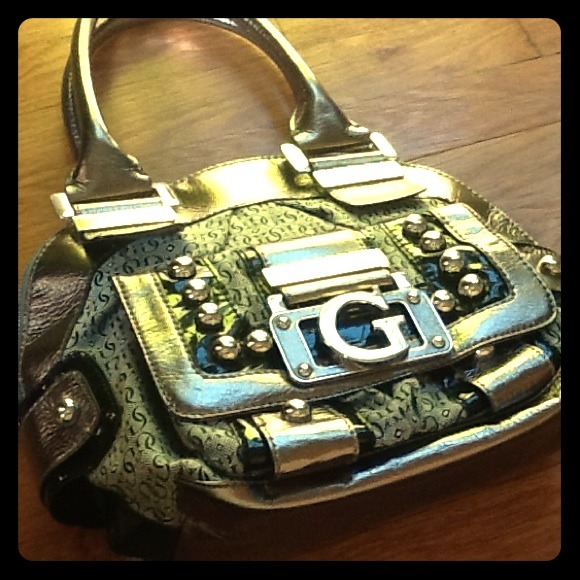 Guess Bags Handbag Authentic Green Metallic Purse Poshmark