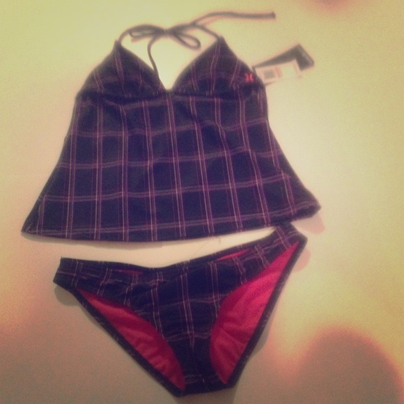 Purple & Black Plaid Swimsuit Size S w/ Tags