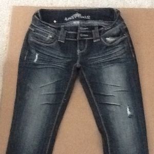 Destroyed blue pants.  Wet seal