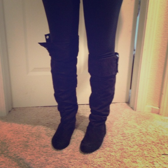 Black suede boots