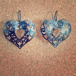 Dangle Charcoal Heart Earrings