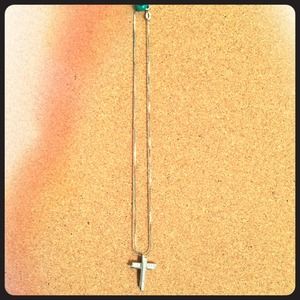 Precious silver studded cross necklace