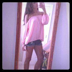 Pink cold shoulder shirt