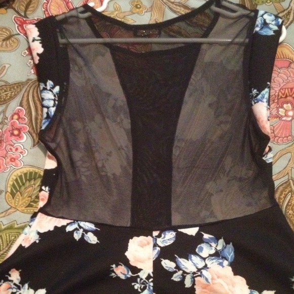 Sheer paneled floral skater dress - Picture 4 of 4