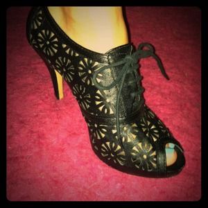 Vintage inspired lace up booties