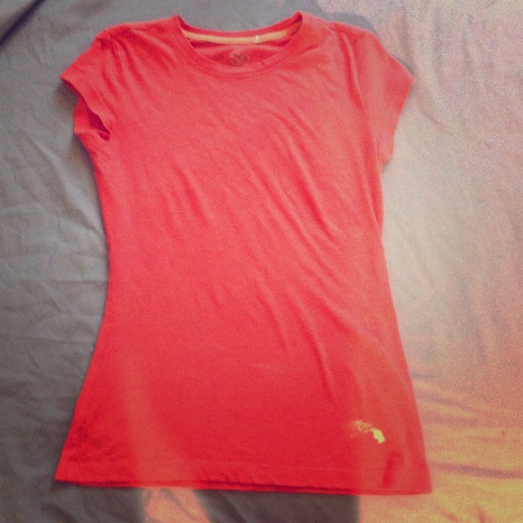 Tangerine colored crew neck tee