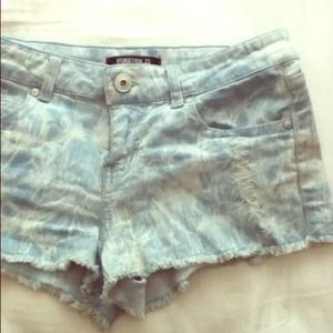 Bleached denim shorts