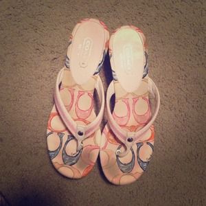 Coach heel flip flops size 9