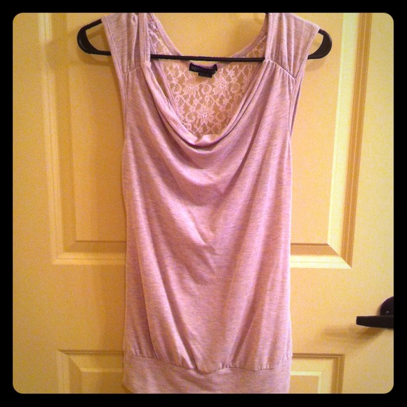 REDUCED Pink sleeveless top with cowl back w/ lace - Picture 1 of 3