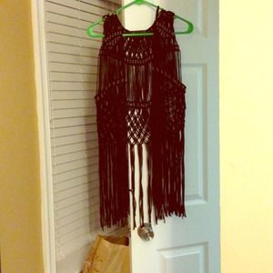 Zara Suede Fringe Vest