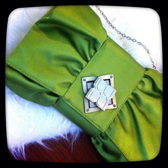 NWT / BCBG Green Satin Convertible Clutch