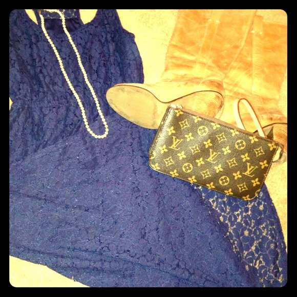 Navy lace hi-lo dress