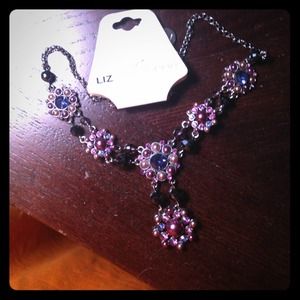 Purple rhinestone necklace
