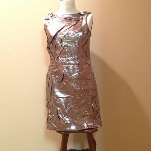 Nicole Miller shiny gold dress