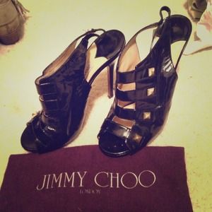 REDUCED!!  Jimmy Choo Black Leather Heels size 8.5