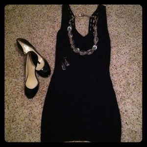 Black Caged-Back Bow Dress