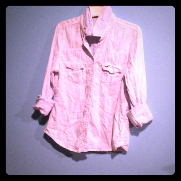 Hollister🍁 Women's BabyBlue Long Sleeve Button Up