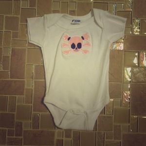 Pink skull onsie