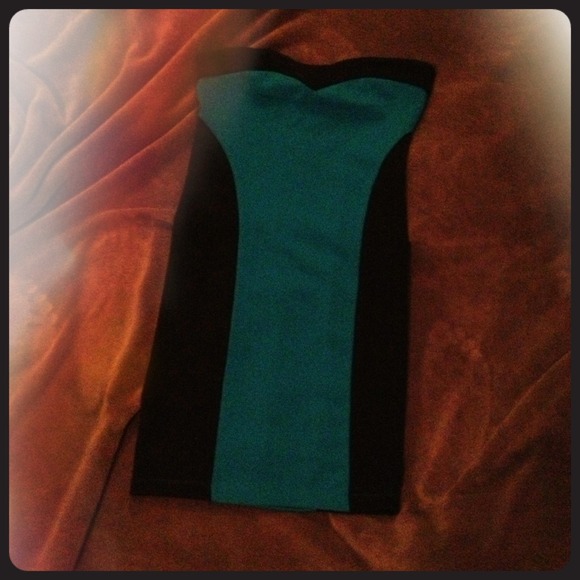 Strapless black and blue body con from Forever21!