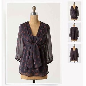 Anthropologie navy and orange top