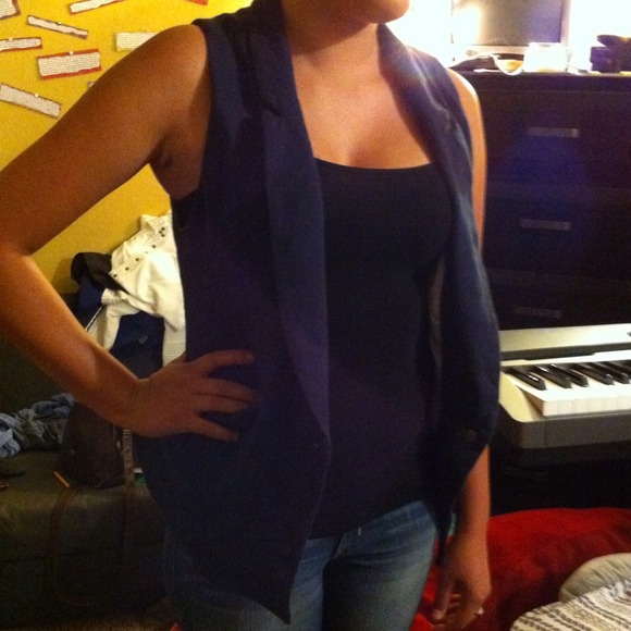 Cute cotton vest navy blue vest!