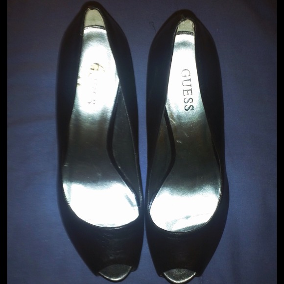 Black, peep toe heels