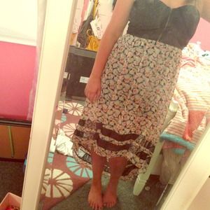 Strapless floral high-low dress