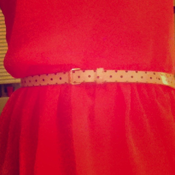 Cute thin black and white polka dot belt