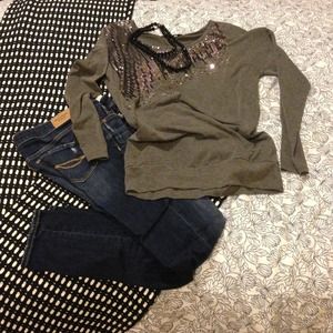 Long sleeve sequin top