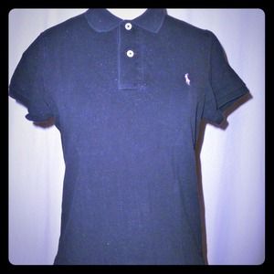 Black Polo Shirt Violet Embroidered Logo