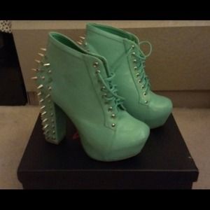 Spiked Teal Booties