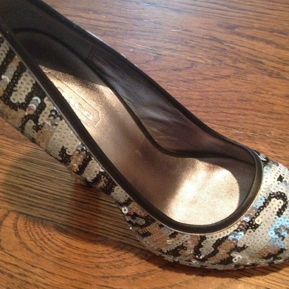 COACH sequin peep toe