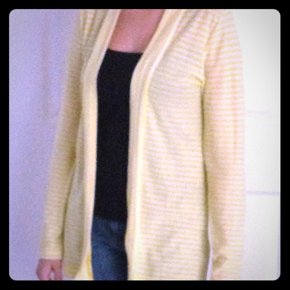 SOLD!!! Jcrew yellow striped cardigan. Size small
