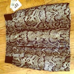 INC snake print silk skirt