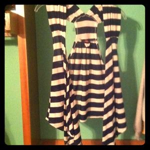 Blue and white striped racerback cover up