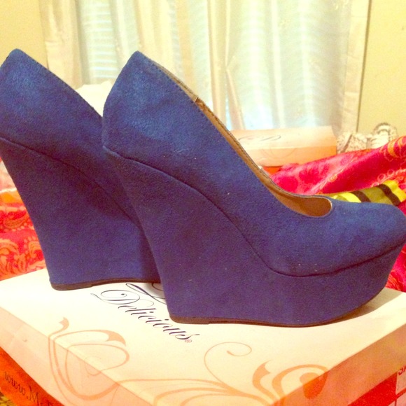 REDUCED!!!!!!! Blue suede wedges!!!
