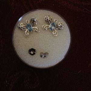 10k white gold butterfly earrings