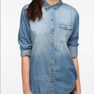BDG Studded Collar Chambray Shirt
