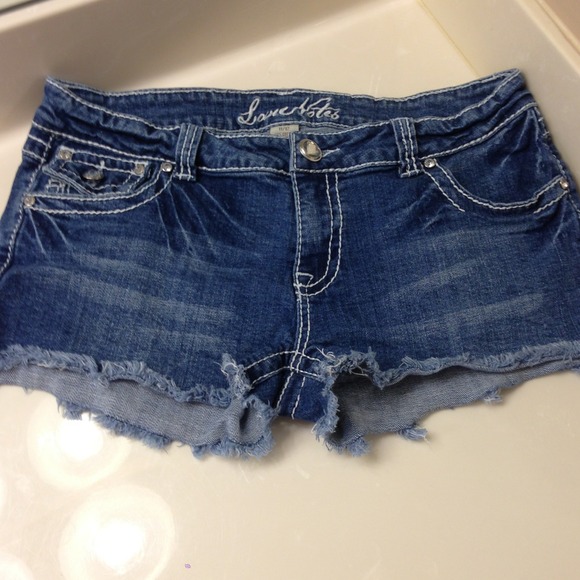 denim with crystal buttoned shorts