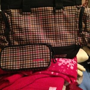 Jansport purse w/ glass case neutral colors