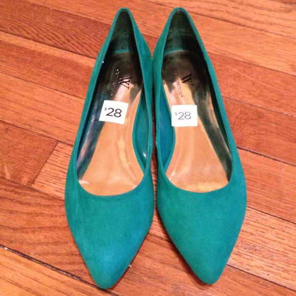 Suede green cute shoes
