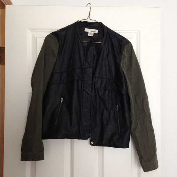 Jackets & Blazers - Army green and faux leather jacket