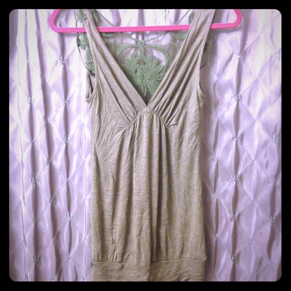 Deep v-neck tank with lace back