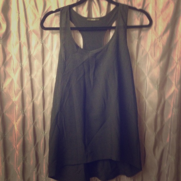 Black racer back silk-like tank